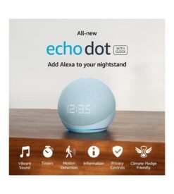 All-New Echo Dot (5th Gen. 2022 release) with clock | Smart speaker with clock and Alexa | Cloud Blue