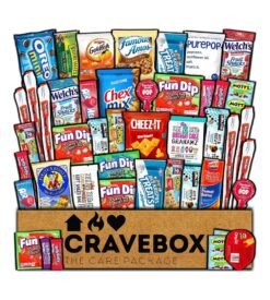 CRAVEBOX Valentines Day Snacks Box Variety Pack Care Package (45 Count) Treats Gift Basket Boxes Pack Adults Kids Grandkids Guys Girls Women Men Boyfriend Candy Birthday Cookies Chips Teenage Mix College Student Food Sampler Office
