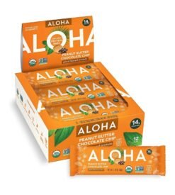 ALOHA Organic Plant Based Protein Bars |Peanut Butter Chocolate Chip | 12 Count. 1.98oz Bars | Vegan. Low Sugar. Gluten Free. Paleo. Low Carb. Non-GMO. Stevia Free. Soy Free. No Sugar Alcohols