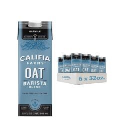 Califia Farms ?C Oat Barista Blend Oat Milk. 32 Oz (Pack of 6). Shelf Stable. Dairy Free. Plant Based. Vegan. Gluten Free. Non GMO. High Calcium. Milk Frother. Creamer. Oatmilk