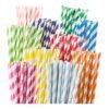 Weemium 200 Biodegradable Paper Straws ?C Durable & Eco-Friendly in 10 Color Stripes ?C Rainbow Drinking Straws & Party Decoration Supplies