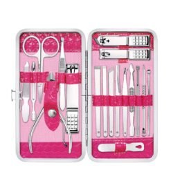 Nail Clippers Set 18 Pieces Stainless Steel Manicure Kit. Professional Grooming Kits. Nail Care Tools with Luxurious Travel Case