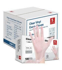 Schneider Clear Vinyl Exam Gloves. Latex-Free. Disposable Medical Gloves. Cleaning Gloves. Food Safe. Powder-Free. 4 mil