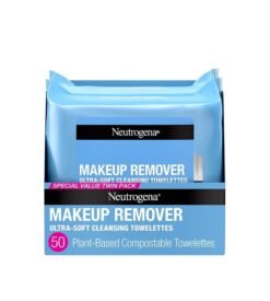 Neutrogena Cleansing Fragrance Free Makeup Remover Face Wipes. Cleansing Facial Towelettes for Waterproof Makeup. Alcohol-Free. Unscented. 100% Plant-Based Fibers. Twin Pack. 2 x 25 ct